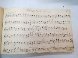 Nuottikirja klarinetille (soittaja J.A. Helenius) -klarinettia soittaneen kansanmiehen käsinkirjoitettu nuottikirja -handwritten clarinetists note book - common man