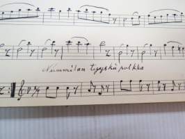 Nuottikirja klarinetille (soittaja J.A. Helenius) -klarinettia soittaneen kansanmiehen käsinkirjoitettu nuottikirja -handwritten clarinetists note book - common man