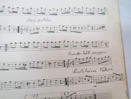 Nuottikirja klarinetille (soittaja J.A. Helenius) -klarinettia soittaneen kansanmiehen käsinkirjoitettu nuottikirja -handwritten clarinetists note book - common man