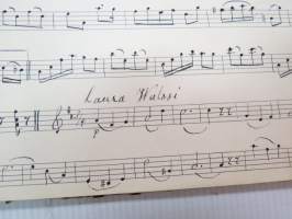 Nuottikirja klarinetille (soittaja J.A. Helenius) -klarinettia soittaneen kansanmiehen käsinkirjoitettu nuottikirja -handwritten clarinetists note book - common man