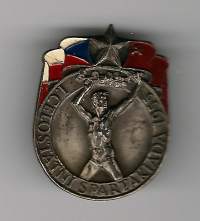 I. Celostatni Spartakiadi 1955 - lukkoneulamerkki  rintamerkki / The Spartakiads or Spartakiades in Czechoslovakia (Czech: Spartakiáda, Slovak: Spartakiáda) were