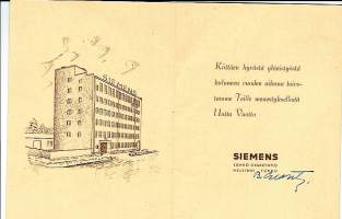 Siemens 1953 - joulukortti, mainoskortti