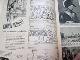 Suomen Kuvalehti 1945 nr 8, ilmestynyt 24.2.1945, sis. mm. seur. artikkelit / kuvat / mainokset; Kansikuva &quot;Kalevala-piirros vuodelta 1834 Aruskopf -
