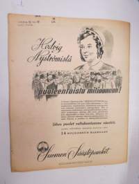 Suomen Kuvalehti 1945 nr 8, ilmestynyt 24.2.1945, sis. mm. seur. artikkelit / kuvat / mainokset; Kansikuva &quot;Kalevala-piirros vuodelta 1834 Aruskopf -