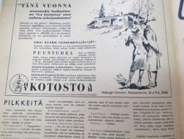 Suomen Kuvalehti 1945 nr 7, ilmestynyt 17.2.1945, sis. mm. seur. artikkelit / kuvat / mainokset; Kansikuva &quot;Metsätyöt ovat parhaassa käynnissä&quot;, Omat koirat