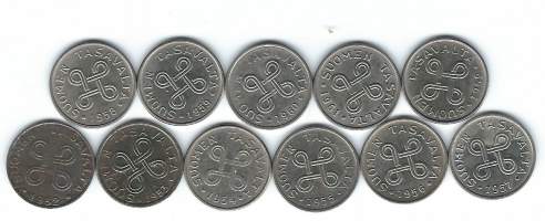 1 markka  1952-1962  kolikko sarja 11 eril