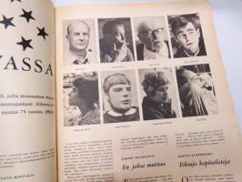 Suomen Kuvalehti 1965 nr 21, ilmestynyt 22.5.1965, sis. mm. seur. artikkelit / kuvat / mainokset; Kansikuva &quot;Seppelneidot&quot;, Maan vanhimmat identtiset kaksoset Hilja