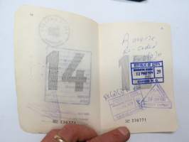 Passi - Pass - Passport  / Suomi - Finland, 13.9.1976, Nr 230771 -passi leimaveroleimoineen, viisumit, maahantuloleimat jne. , vanhentunut -passport with tax stamp,