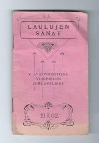 Laulujen sanat YL:n konserissa Yliopiston Juhlasalissa 1902