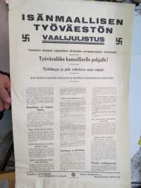 Isänmaallisen työväestön vaalijulistus -juliste, oikeistolaisen työväenyhdistyksen vaalijuliste, &quot;Vapaa Työväenliitto ry&quot; -election poster of right wing