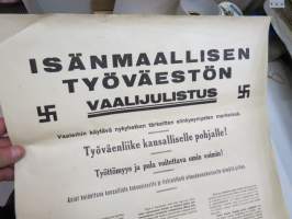 Isänmaallisen työväestön vaalijulistus -juliste, oikeistolaisen työväenyhdistyksen vaalijuliste, &quot;Vapaa Työväenliitto ry&quot; -election poster of right wing