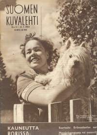 Suomen Kuvalehti 1954 nr 31, (kansikuva Elsa Turakainen), porilaisia kaunottaria, muuan Eino Leino-muistelma, erämaaluolan aarteet, metsänkasvatusta vai maanviljelyä