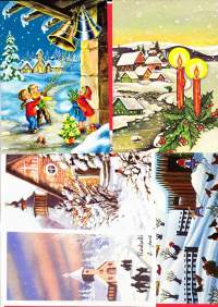 Joulupostikortteja 5 kpl 1980-luvulta. Kaikissa on mukana joulupostimerkki.