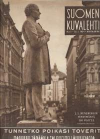 Suomen Kuvalehti 1954 nr 5   30.1.1954  Kansikuvassa Runebergin patsas (Runbergin syntymästä 150 vuotta vuonna 1954). Aiheita: Sao Paulo, 1954. Oiva Paloheimo