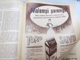 Kotiliesi 1955 nr 7, huhtikuu sis. mm. seur. artikkelit / kuvat / mainokset; Kansikuva sisäkuva Rauman kirkko - Alttaritaulu,,Kas-Kas kotiväri, 4711, Cutex,