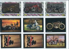 American Vintage Cycles ja Harley Davison  moottoripyörä  keräilykortti, keräilykuva - 9 eril muovitaskuissa