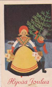 Vanha joulukortti 1938 - 03537/20. Koko 11 x 7 cm.