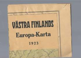 Europa-Karte 1923  - taitettu  kirjekokoon 20x25 cm