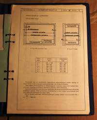 Työteknillinen koulu, lukuvuosi 1972-73. Opintovihkonen ja koneenpiirustusharjoitusoppaita ja tehtyjä harjoituksia.