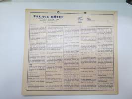 Palace Hotel Huone / Rum / Chambre / Room / Zimmer Nr... -hotellihuoneessa roikkunut infotaulu - original info-board which has been in the rooms