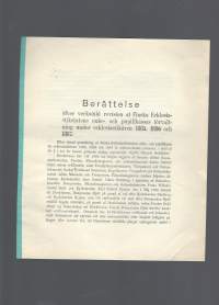 Berättelse Finska Ecklesiastikstatens enke- och pupillkassa -  vuosikertomus 1855, 1886 ja 1887  ruotsinkielinen