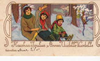 Vanha joulukortti -   Koko 13 x 7 cm.