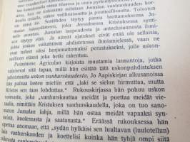 Mikael Agricola - Elämäkerrallinen kuvaus, juhlajulökaisumuistopatsaan paljastukseen  Viipurissa 21.6.1908 -life of M. Agricola, kuvitus Väinö Blomstedt