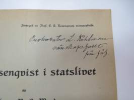 G.G. Rosenqvist i statslivet - särtryck ur Prof. G.G. minneskrift - (friherre R.A. Wreden omiste prokuraattori L. Kihlmanille) -offprint