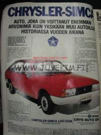 Tekniikan Maailma 1977 nr 4. Koeajossa ison Saabin perusmalli. Saab 96 GL, Moskvitsh Pick-up,  Datsun 100 A, VW Derby . M V Agusta 125. Takakannessa
