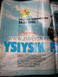 Tekniikan Maailma 1977 nr 4. Koeajossa ison Saabin perusmalli. Saab 96 GL, Moskvitsh Pick-up,  Datsun 100 A, VW Derby . M V Agusta 125. Takakannessa
