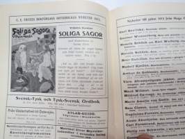 A.B. Helsingfors Bokhandel (f.d. Edlundska)- Julkatalog 1913 -kirjaluettelo, tämä kappale käynyt sensuuriviranomaisten hyväksyttävänä, leimattu ja