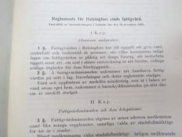 Helsingin kaupungin köyhäinhoidon sekä siihen kuuluvien virastojen ja laitosta ohje- ja johtosäännöt 1928 Reglementen m.m. för Helsingfors stads fattigvård