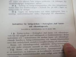 Helsingin kaupungin köyhäinhoidon sekä siihen kuuluvien virastojen ja laitosta ohje- ja johtosäännöt 1928 Reglementen m.m. för Helsingfors stads fattigvård