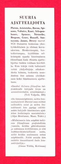 Kirjanmerkki 1956 - WSOY Suuria ajattelijoita