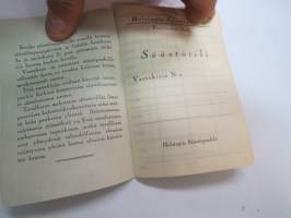 Helsingin Säästöpankki, säästötili - vastakirja -bank record book