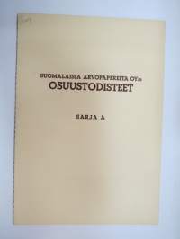 Suomalaisia Arvopapereita Oy:n Osuustodisteet sarja A -esite / brochure of share certificates