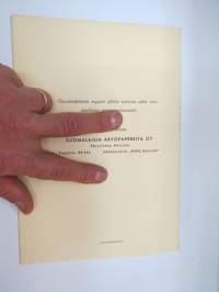 Suomalaisia Arvopapereita Oy:n Osuustodisteet sarja A -esite / brochure of share certificates