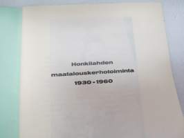 Honkilahden Maatalouskerho 30-vuotias, historiikki jossa mainitaan ja kuvattuna myös Honkilahden ensimmäinen Maatalouskerholiiton morsiuskruunua käyttänyt