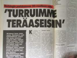 Alibi 1988 nr 4, sis. mm. artikkelit / kuvat / mainokset; Vaasalainen rockmuusikko Hannu Rajala - paloiteltuna koskeen, Tarja Huhtamäki o.s. Ylimäki hermostui