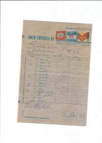 Amer-Tupakka Oy -lähetyslista 1962 - firmalomake