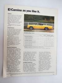 Chevrolet Trucks / El Camino 1972 -myyntiesite / sales brochure