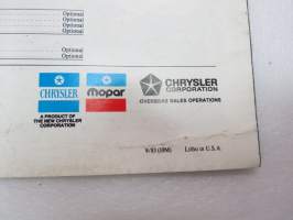 Chrysler New Yorker Fifth Avenue Edition 1984 -myyntiesite / sales brochure