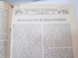 Kotiliesi 1933 nr 1, ilmestynyt 1.1.1933, tammikuu I numero, sis. mm. seur. artikkelit / kuvat / mainokset; Kansikuvitus Rudolf Koivu - &quot;Rekiretki&quot;, Uutta