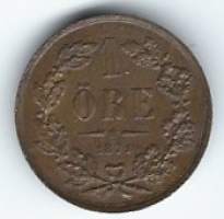Ruotsi 1 Öre 1871  - ulkomainen kolikko