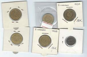 5 markkaa  1930, 1932,1933,1936,1938 ja 1953