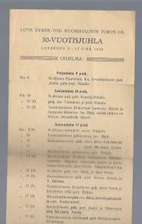 Luth. Evank.- yhd Nuorisoliiton Turun os 30-vuotisjuhla 1936 - käsiohjelma