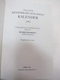 Finlands ridderskaps och adels kalender 1992 - Finlands adelskalender - Suomen Aateliskalenteri - Suomen ritariston ja aatelin kalenteri (vapen i färg S-Ö