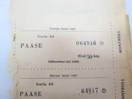 Pääse Serie AA - Asutuse templi koht / Lahkumiseni alal hoida / Hind 50 kop. / Kontroll -eestiläisiä pääsylippuja / estonian entrance tickets