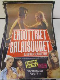 Eroottiset salaisuudet / De erotiska hemligheterna, Pääosissa Kotirouva, kipusisko, lappuliisa, tarjoilija -elokuvajuliste -movie poster