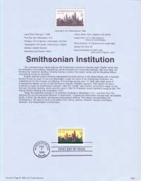 USA -1996, February 7th: Smithsonian Institution (Smithsonian Instituutti 150 v.)Ensipäiväleima, valmis kokoelmasivu sisältää sekä itse